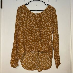 a.n.a Mustard Floral Blouse NWT